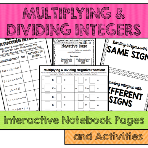Multiplying And Dividing Integers Interactive Notebook Pages + Activities | Teaching Resources