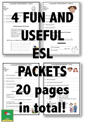 4 Fun & Useful ESL Packets (Worksheets)