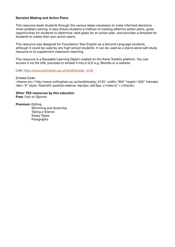 Decision Making and Action Plans