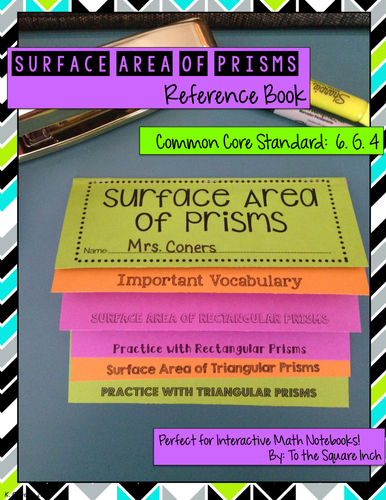 Surface Area of Prisms Foldable Reference Book, CCS:6.G.4 ...