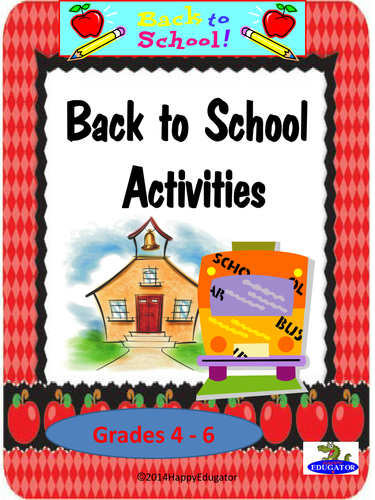 Back to School Activities Grades 4 - 6