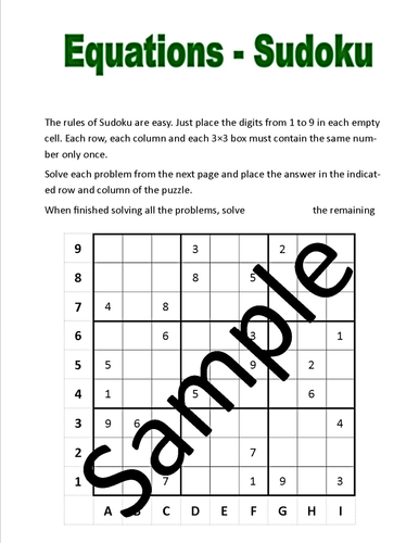 Equations - Sudoku puzzle