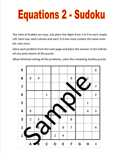Equations 2 - Sudoku puzzle