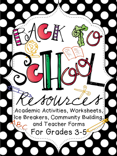 Back to School Resources for Grades 3-5