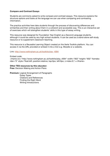 Compare and Contrast Essays