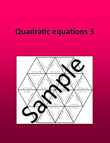 Quadratic equations 3 – Math puzzle