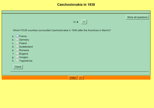 Origins of World War II: Quiz 11 - The Czechoslovakia Crisis