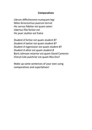 Latin GCSE. Comparative adjectives