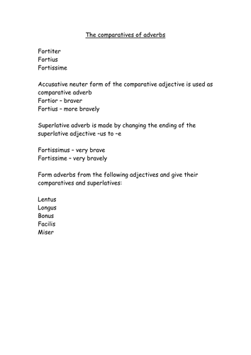 Latin gcse comparative adverbs teaching resources