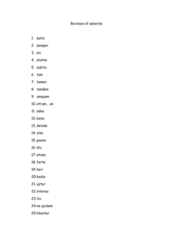 Latin GCSE. Revision of irregular adverbs. 