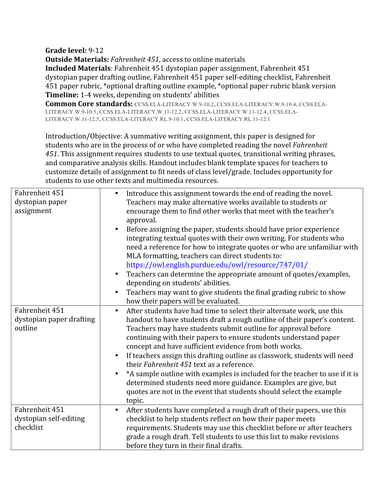 Fahrenheit 451 comparative paper