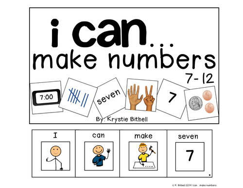 Make Numbers 7-12 Adapted Math Book Including Money and Time 