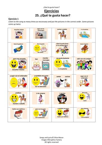 ¿Qué te gusta hacer? (Song teaching free time activities and opinions in Spanish)