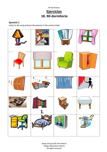 Mi dormitorio (Song teaching items in a child's bedroom in Spanish)