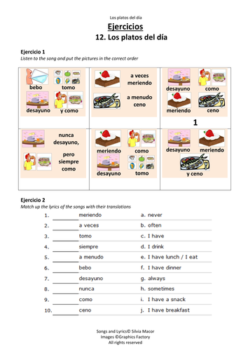 Los platos del día (Part 1) (Song - The meals of the day in Spanish)