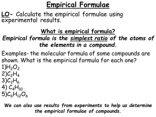 Empirical formula at GCSE | Teaching Resources