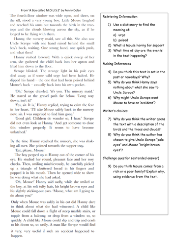 reading comprehension year 5 year 6 teaching resources