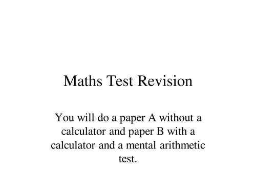 Maths Sats Revision