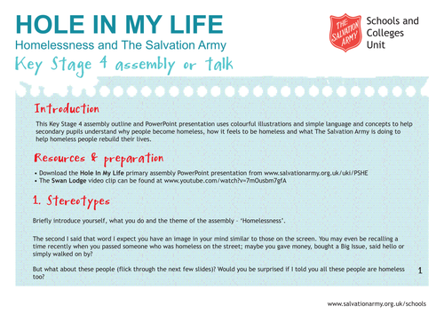 Hole in my Life - Homelessness and The Salvation Army