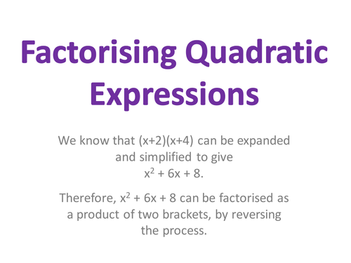 Factorising Quadratic Expressions