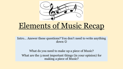 Elements of Music Recap Powepoint