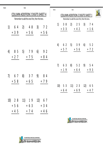 column-addition-teaching-resources