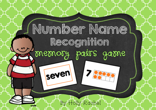 Number Name Recognition Memory Pairs Game