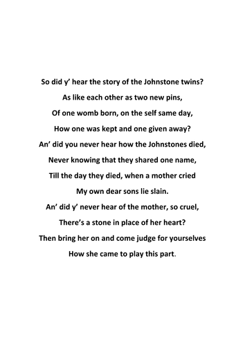 'Blood Brothers' Fully Resourced KS3 Scheme of Work