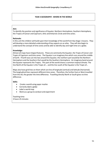 Key Stage 1&2 Geography:  Where in the World Unit of Work