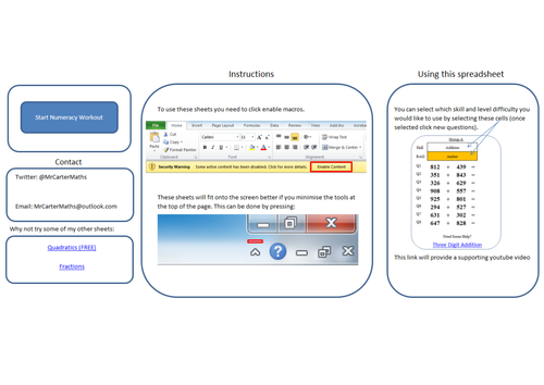 Numeracy Workout - Addition, Subtraction, Multiplication and Division