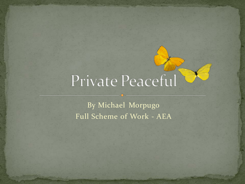 Private Peaceful Full Scheme Of Work World War One Literature Teaching Resources