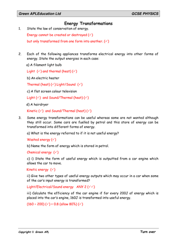 Printables Energy Worksheet Answers transformation worksheet answers davezan energy davezan