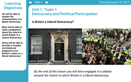 BUNDLE * Government and Politics AS (Edexcel) Unit 1 Democracy and Political Participation