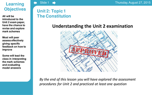 BUNDLE* Government & Politics AS (Edexcel) Unit 2 Topic: The Constitution