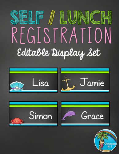 Self Registration EDITABLE Display Set