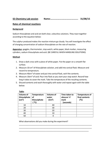 How concentration affects rates of reaction practical