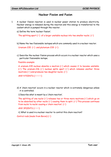 Worksheets Fission And Fusion Worksheet physics fission and fusion by greenapl teaching resources tes