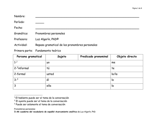 Gramática-Los pronombres personales
