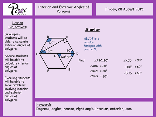 Interior And Exterior Angles Of Polygons By Aframe Teaching Resources