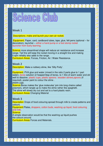 Plans for a science club