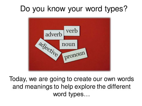 Word Types - Noun Adjective Verb Adverb - Inventing Words
