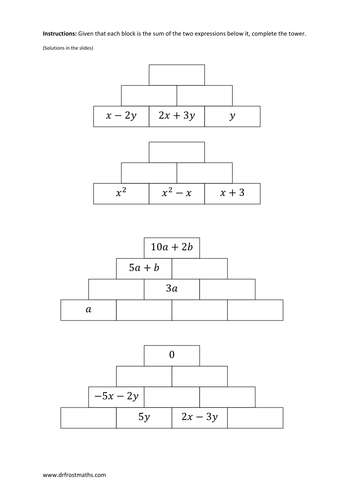 algebraic expressions by drfrostmaths teaching resources tes