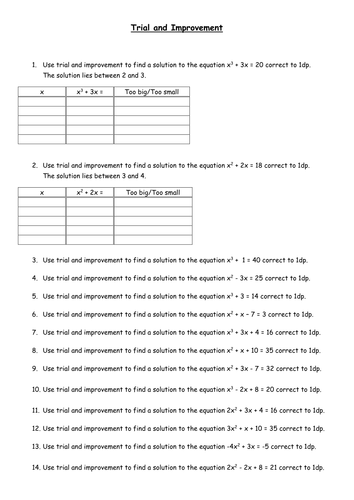 Trial & Improvement GCSE Grade D/C Lesson | Teaching Resources