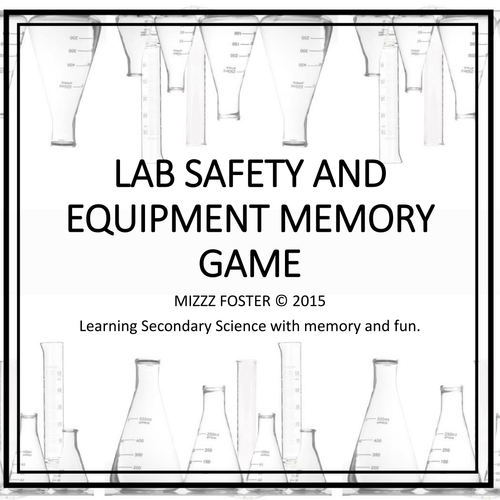 Lab Safety and Equipment Memory Game Classic B&W version