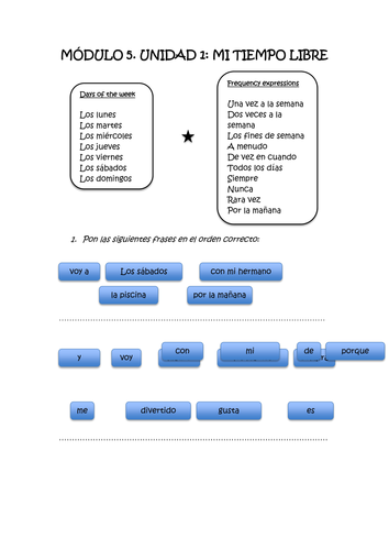 Mira 1 module 5 unit 1 mi tiempo libre