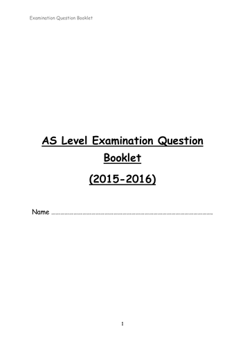 AS Level PE AQA PHED 1 Homework Booklet and Markscheme 