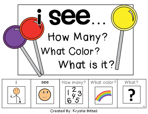 I see... How Many? What Color? What is it? Interactive Adapted Book with Lollipops 