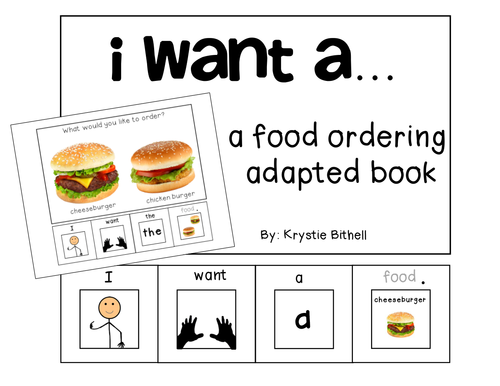 Ordering Food Menu Going out to Eat Adapted Book for Special Needs AUTISM SPEECH