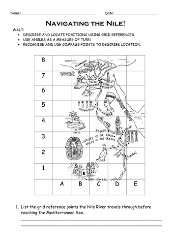 egypt themed map workcoordinates activity by jsinnamon086 teaching