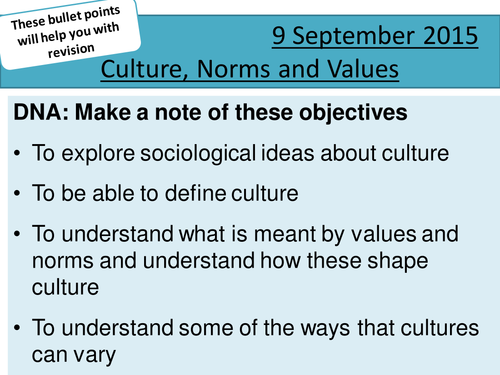 Sociology H580 / H180 Lesson 2 Culture 2015